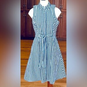 Westport Navy and White Checkered Midi Dress, SIZE 2, EXCELLENT CONDITION